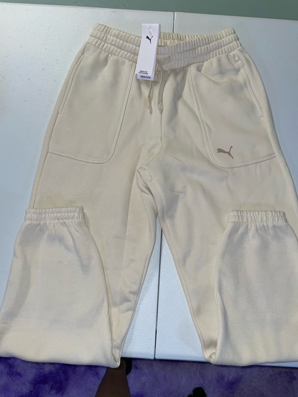 Puma Men's Cream Fleece Joggers